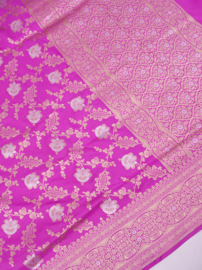 Pure Katan Silk Banarasi Saree  All Over Jaal Weaving