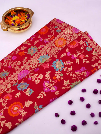 Handloom Jangla Banarasi Pure Katan Silk Saree