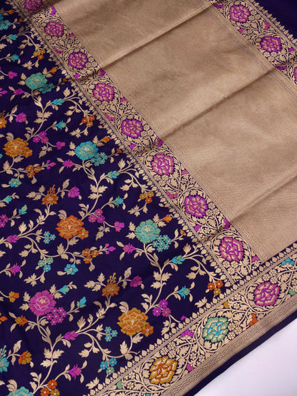 Handloom Jangla Banarasi Pure Katan Silk Saree