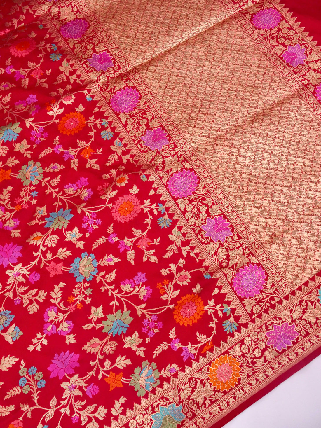 Handloom Jangla Banarasi Pure Katan Silk Saree