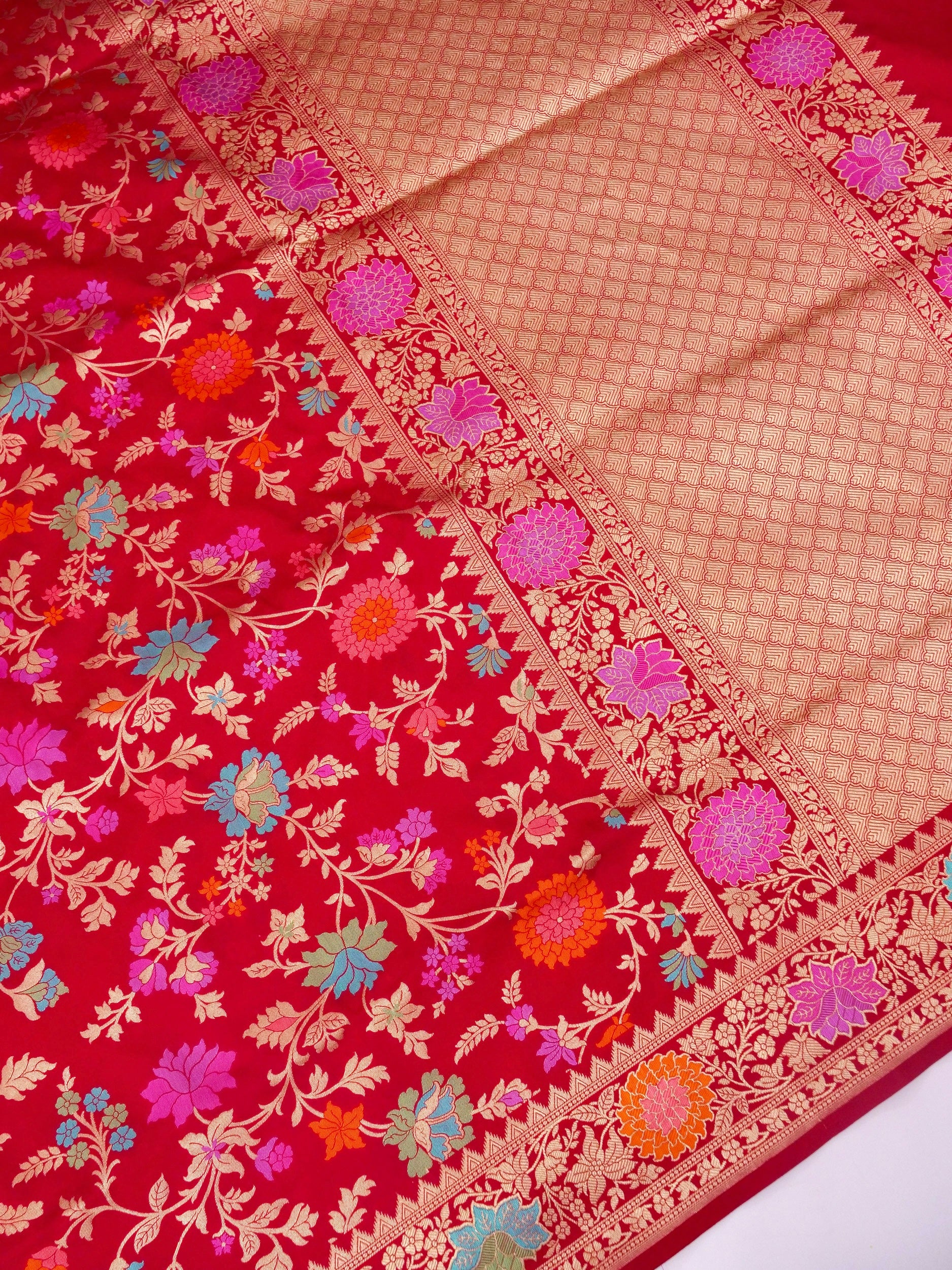Handloom Jangla Banarasi Pure Katan Silk Saree