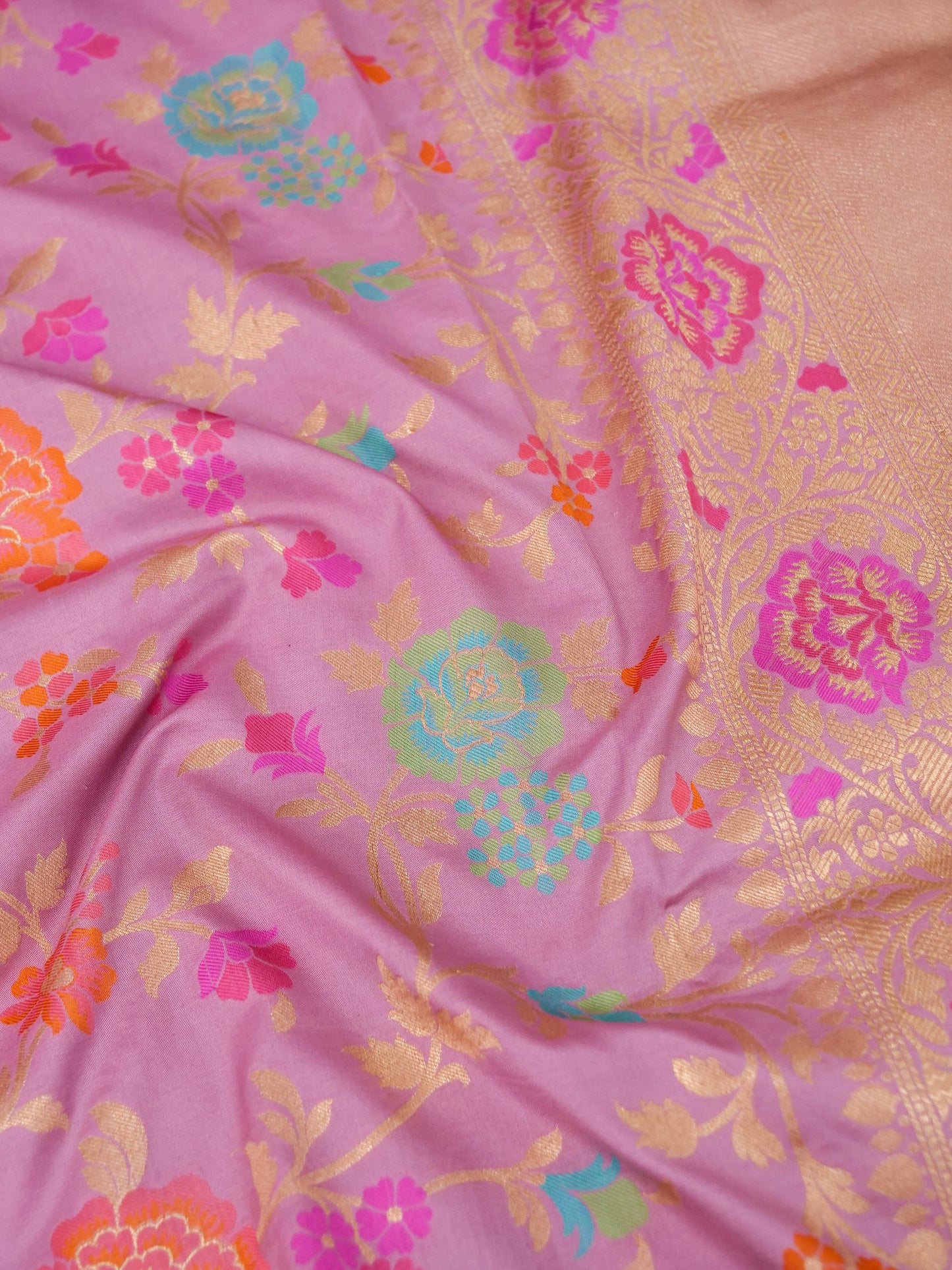 Handloom Jangla Banarasi Pure Katan Silk Saree