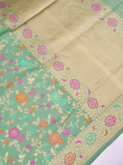 Handloom Jangla Banarasi Pure Katan Silk Saree