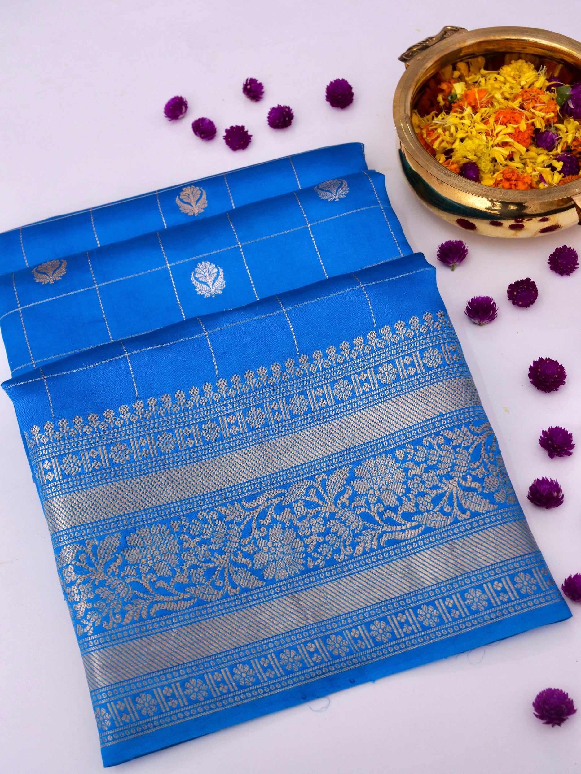 Handloom Pure Banarasi Katan Silk Saree with Mango Motif