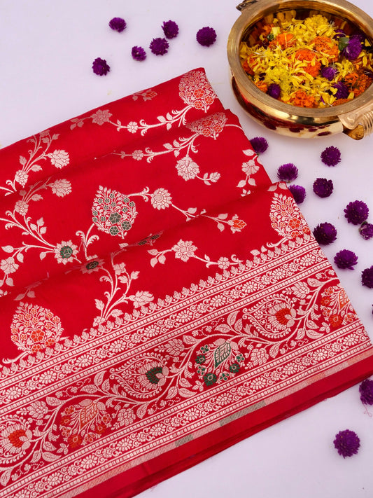 Pure Katan Silk Saree with Tilfi Meenakari Zari Work