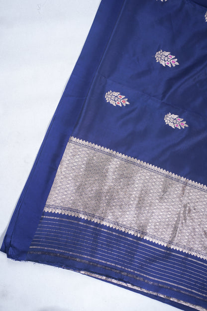 Navy Blue Pure Mango Katan Silk Handwoven Saree