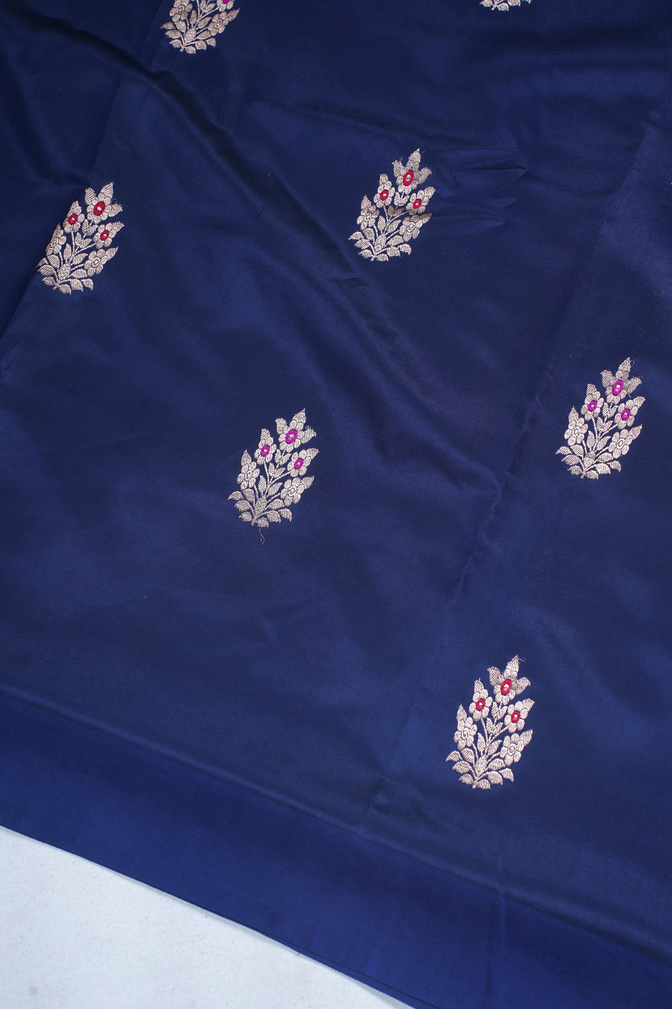 Navy Blue Pure Mango Katan Silk Handwoven Saree