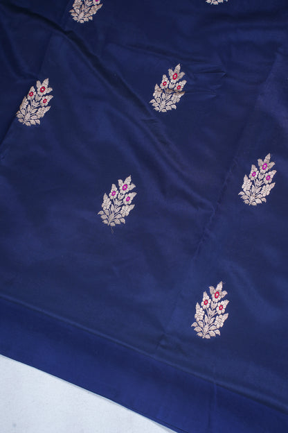 Navy Blue Pure Mango Katan Silk Handwoven Saree