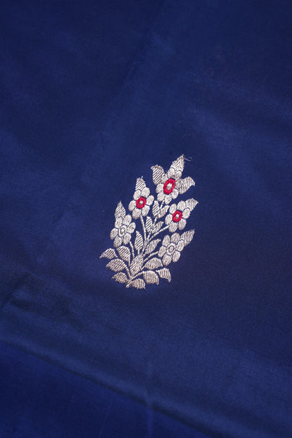 Navy Blue Pure Mango Katan Silk Handwoven Saree