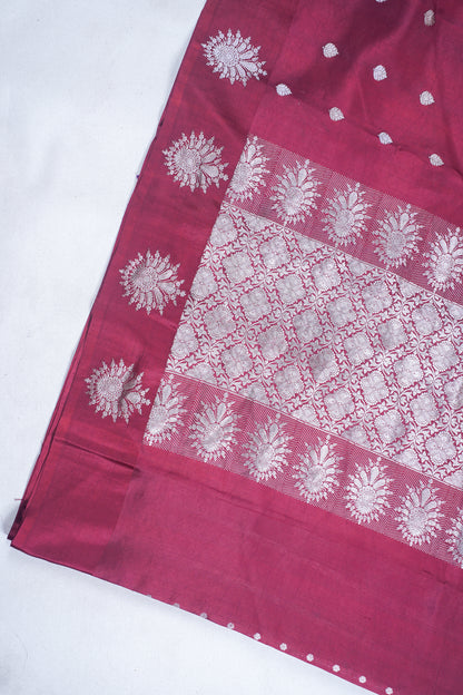 Maroon Pure Mango Katan Silk Handwoven Saree
