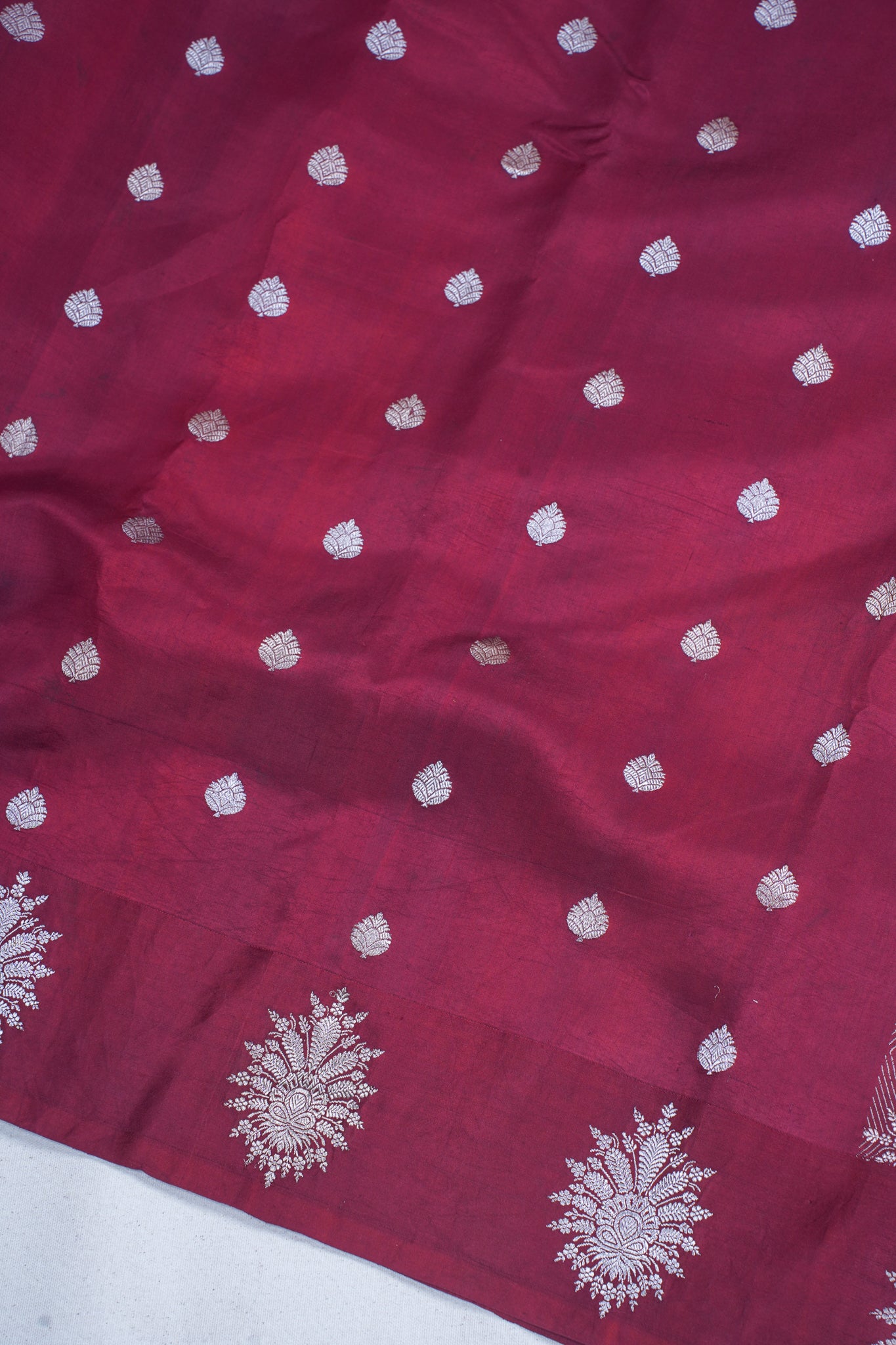 Maroon Pure Mango Katan Silk Handwoven Saree