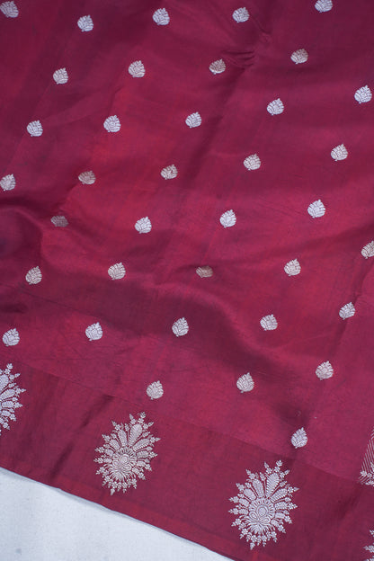 Maroon Pure Mango Katan Silk Handwoven Saree