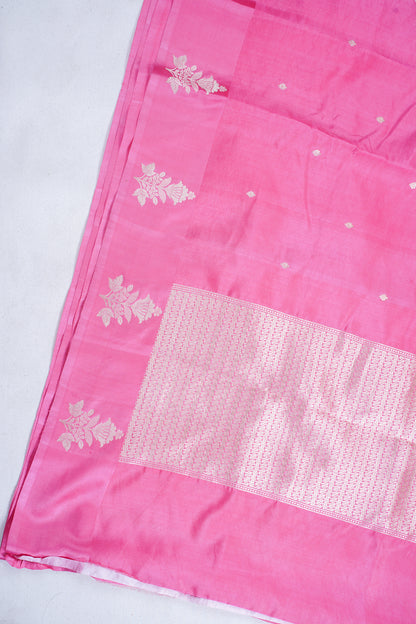 Baby Pink Pure Mango Katan Silk Handwoven Saree