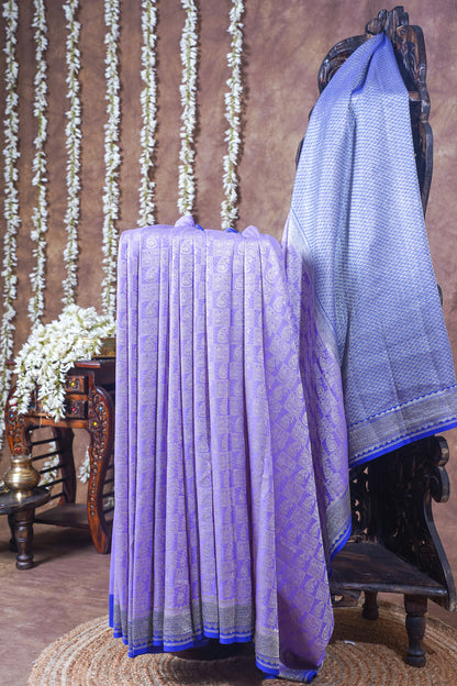 Lavender Pure Khaddi Georgette Brocade Banarasi Saree
