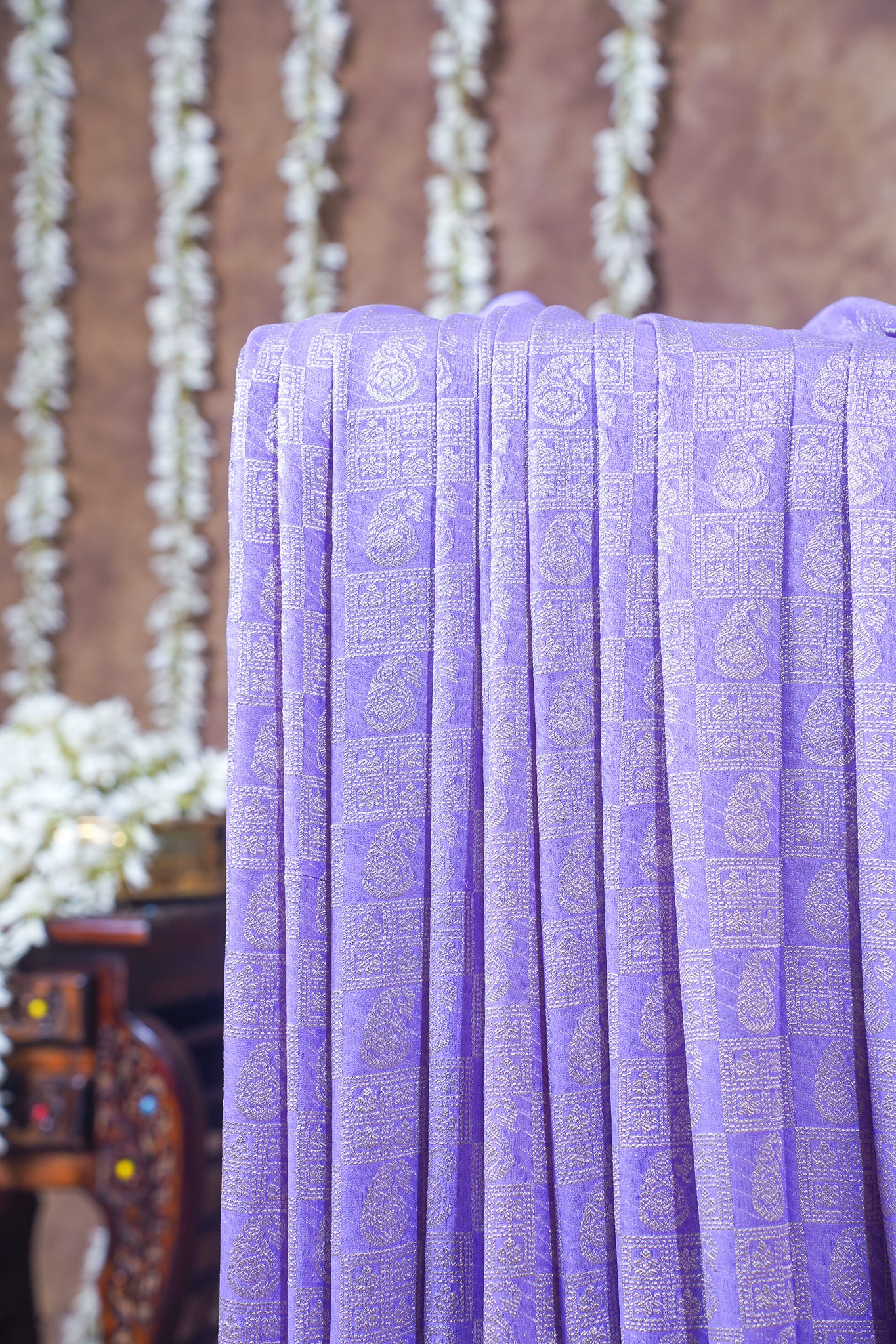 Lavender Pure Khaddi Georgette Brocade Banarasi Saree