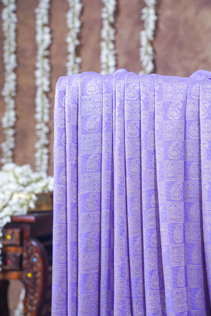 Lavender Pure Khaddi Georgette Brocade Banarasi Saree