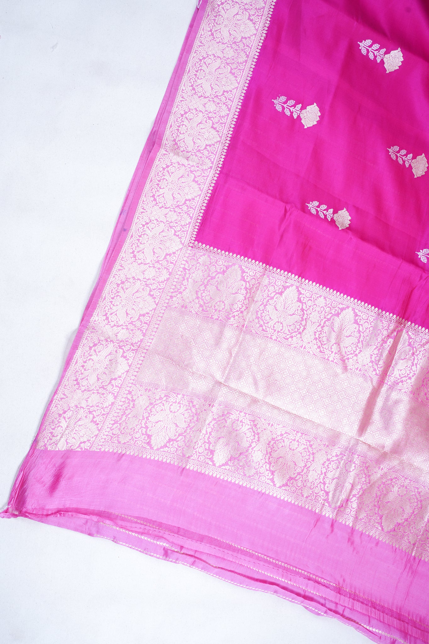 Rani Pink Pure Mango Katan Silk Handwoven Saree