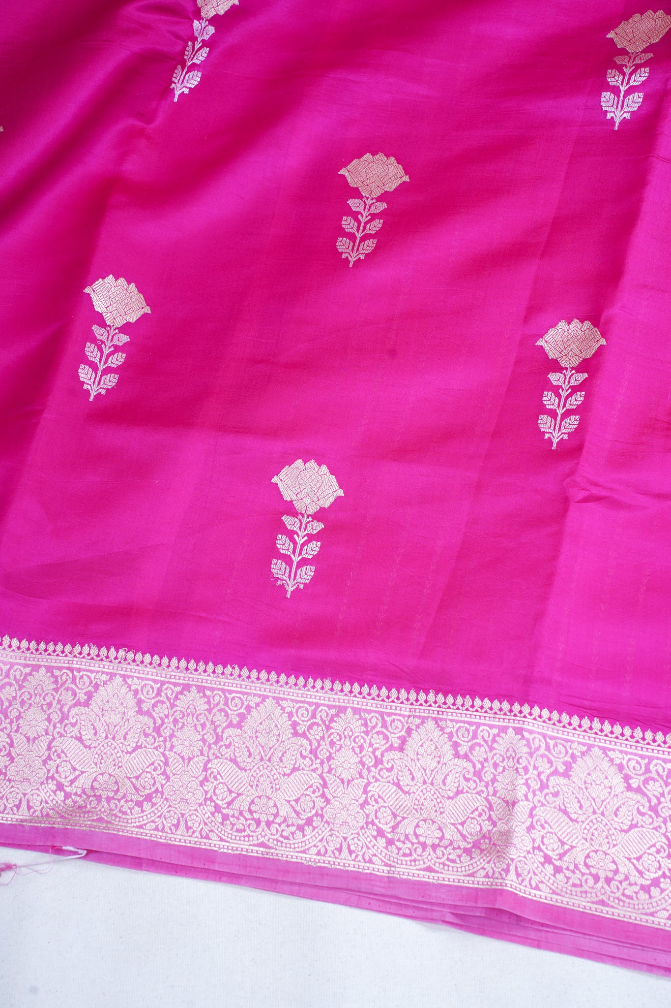 Rani Pink Pure Mango Katan Silk Handwoven Saree