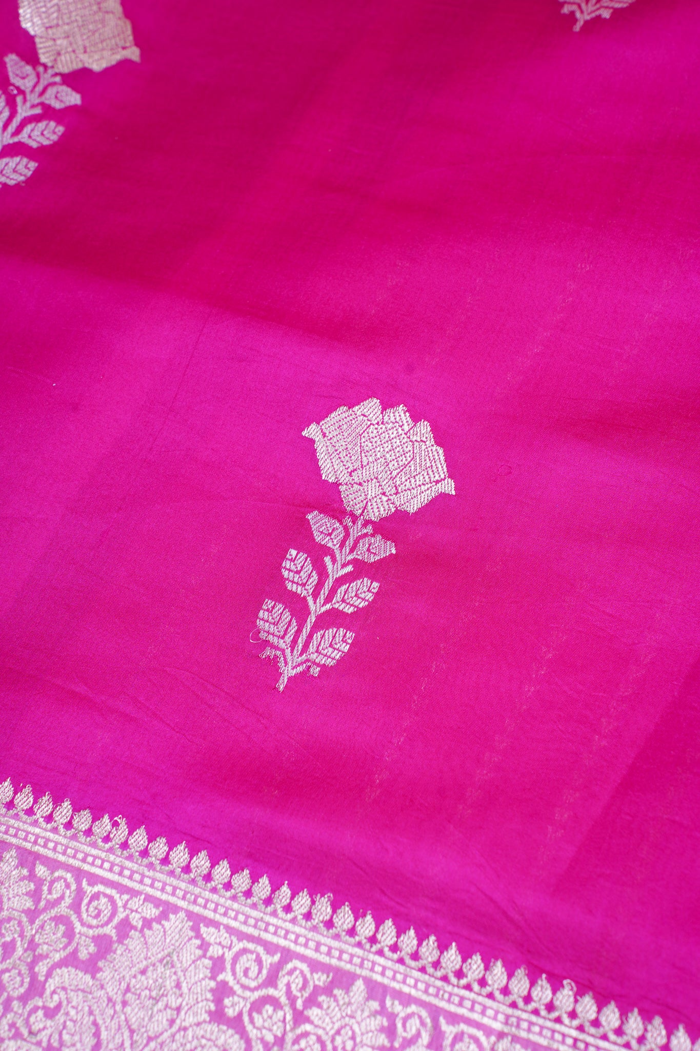 Rani Pink Pure Mango Katan Silk Handwoven Saree