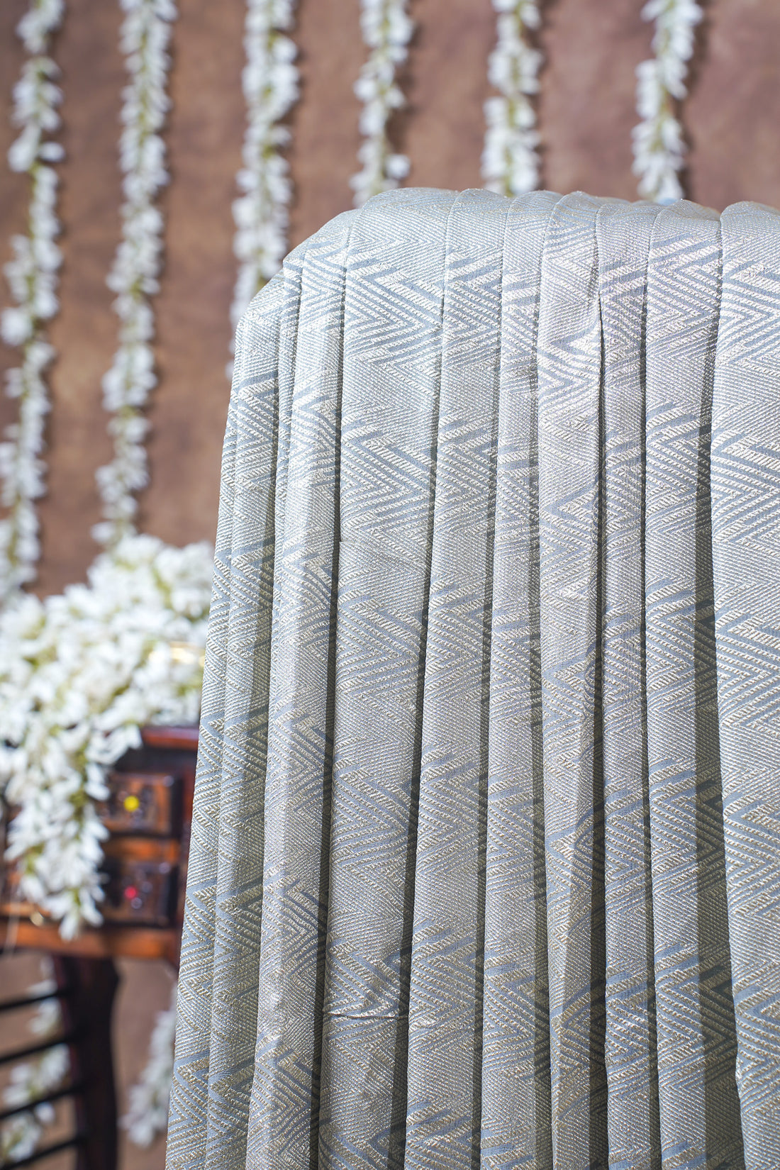 Grey Pure Khaddi Georgette Brocade Banarasi Saree