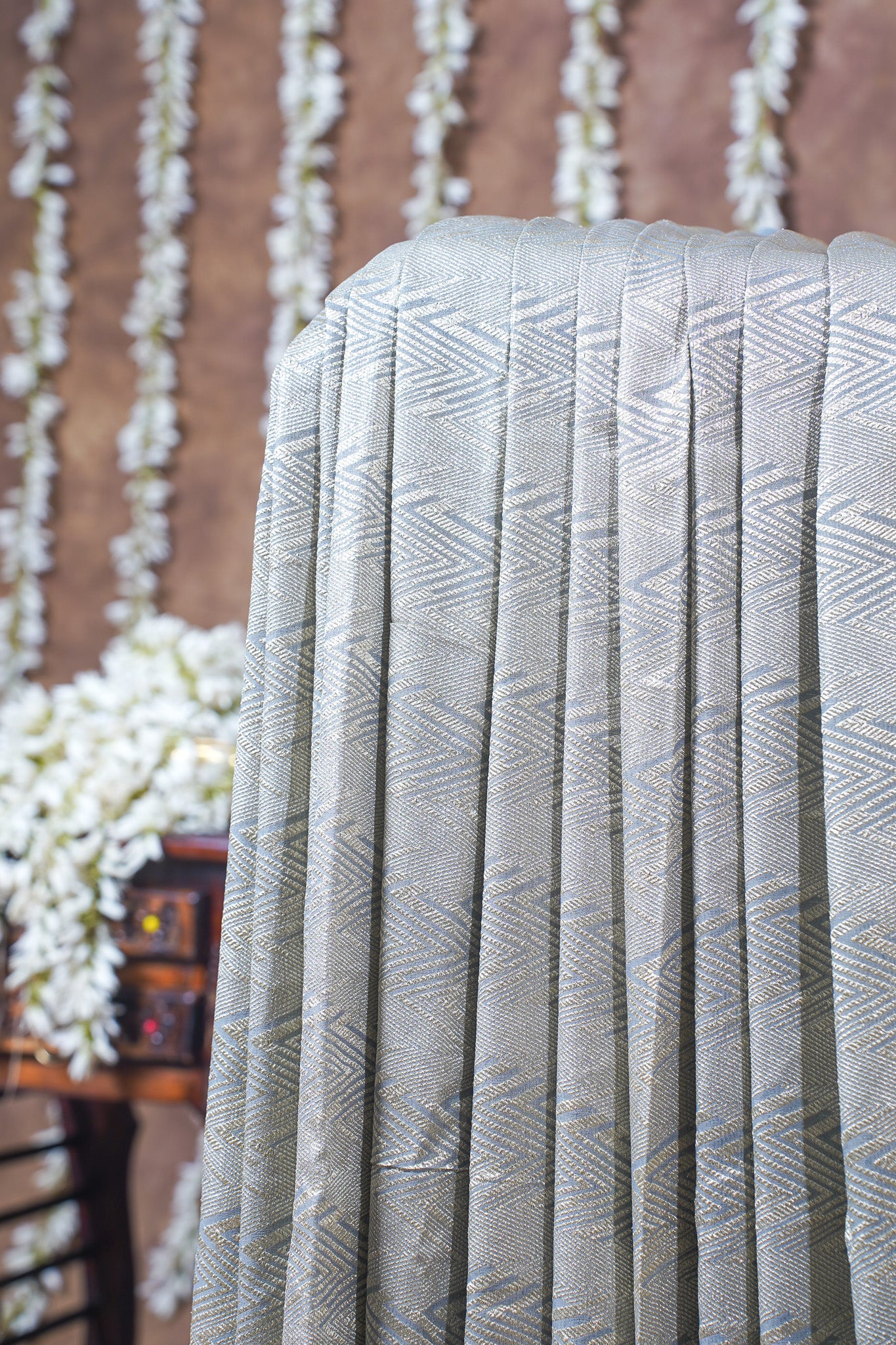 Grey Pure Khaddi Georgette Brocade Banarasi Saree