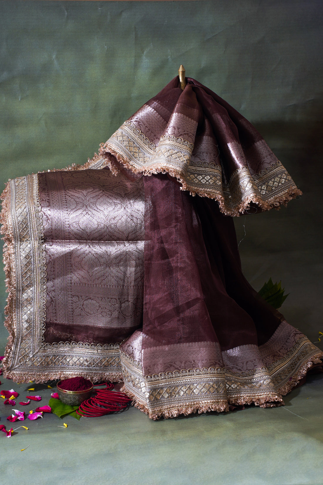 Banarasi Pure Tissue Silk Saree with Sequined Lace Border