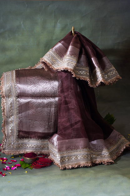 Banarasi Pure Tissue Silk Saree with Sequined Lace Border