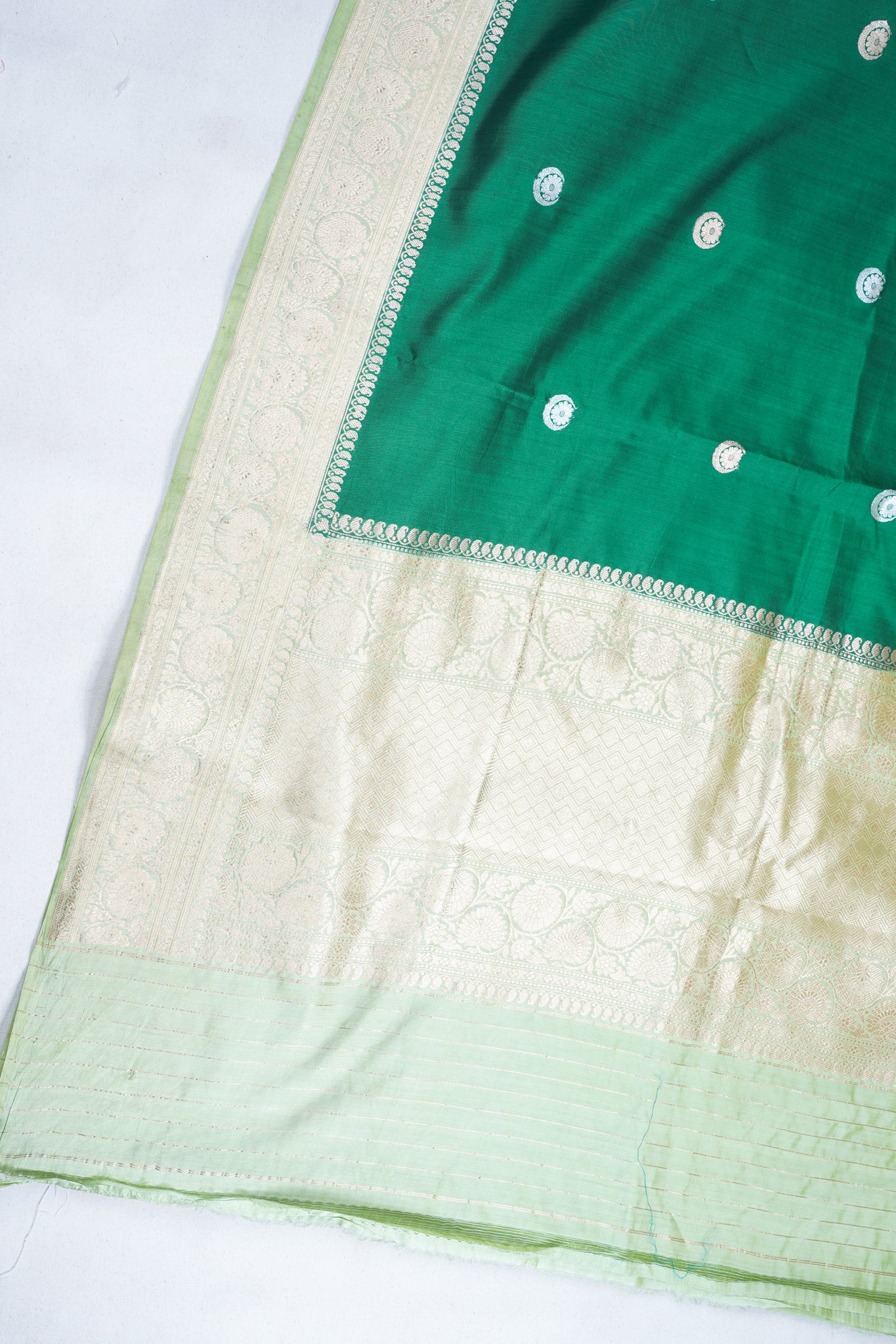 Green Pure Mango Katan Silk Handwoven Saree