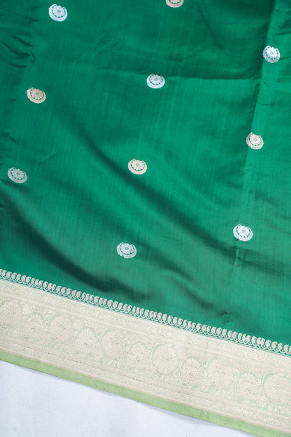 Green Pure Mango Katan Silk Handwoven Saree