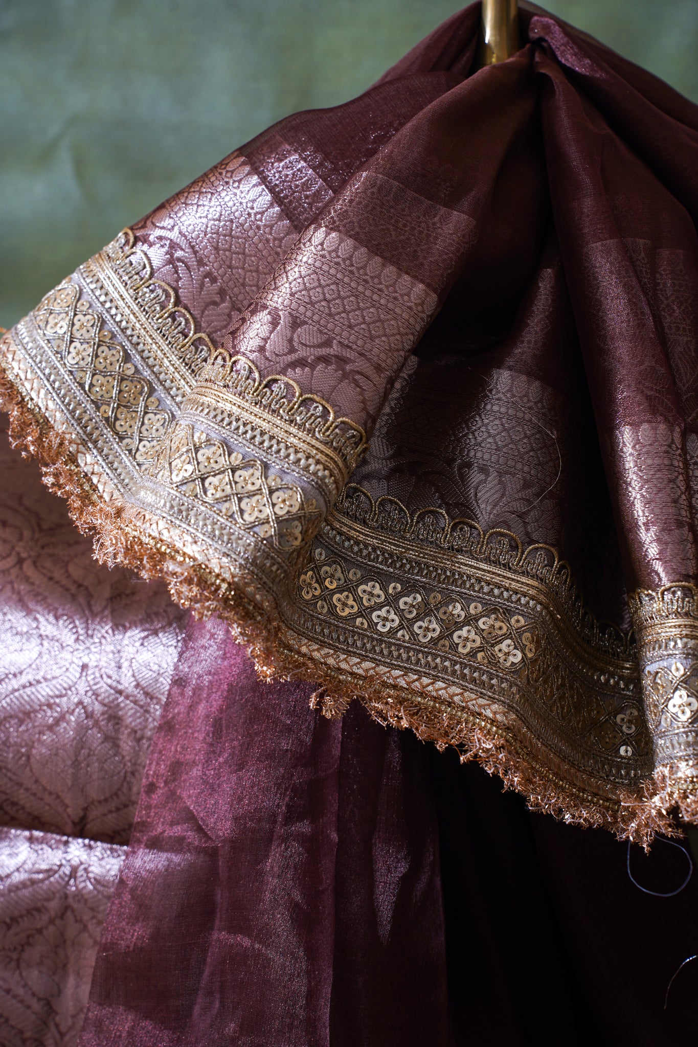 Banarasi Pure Tissue Silk Saree with Sequined Lace Border