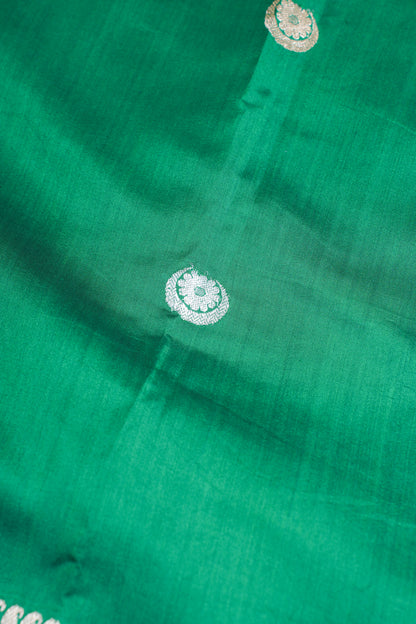 Green Pure Mango Katan Silk Handwoven Saree