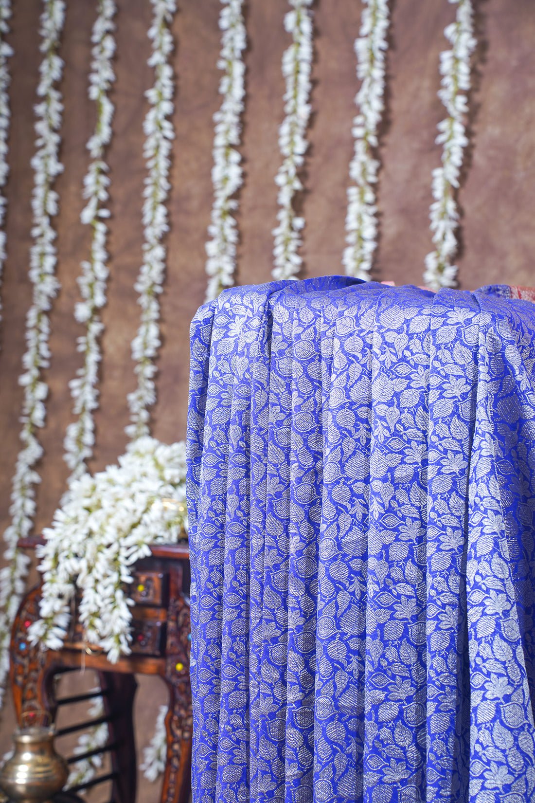 Royal Blue Pure Khaddi Georgette Brocade Banarasi Saree