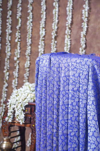 Royal Blue Pure Khaddi Georgette Brocade Banarasi Saree