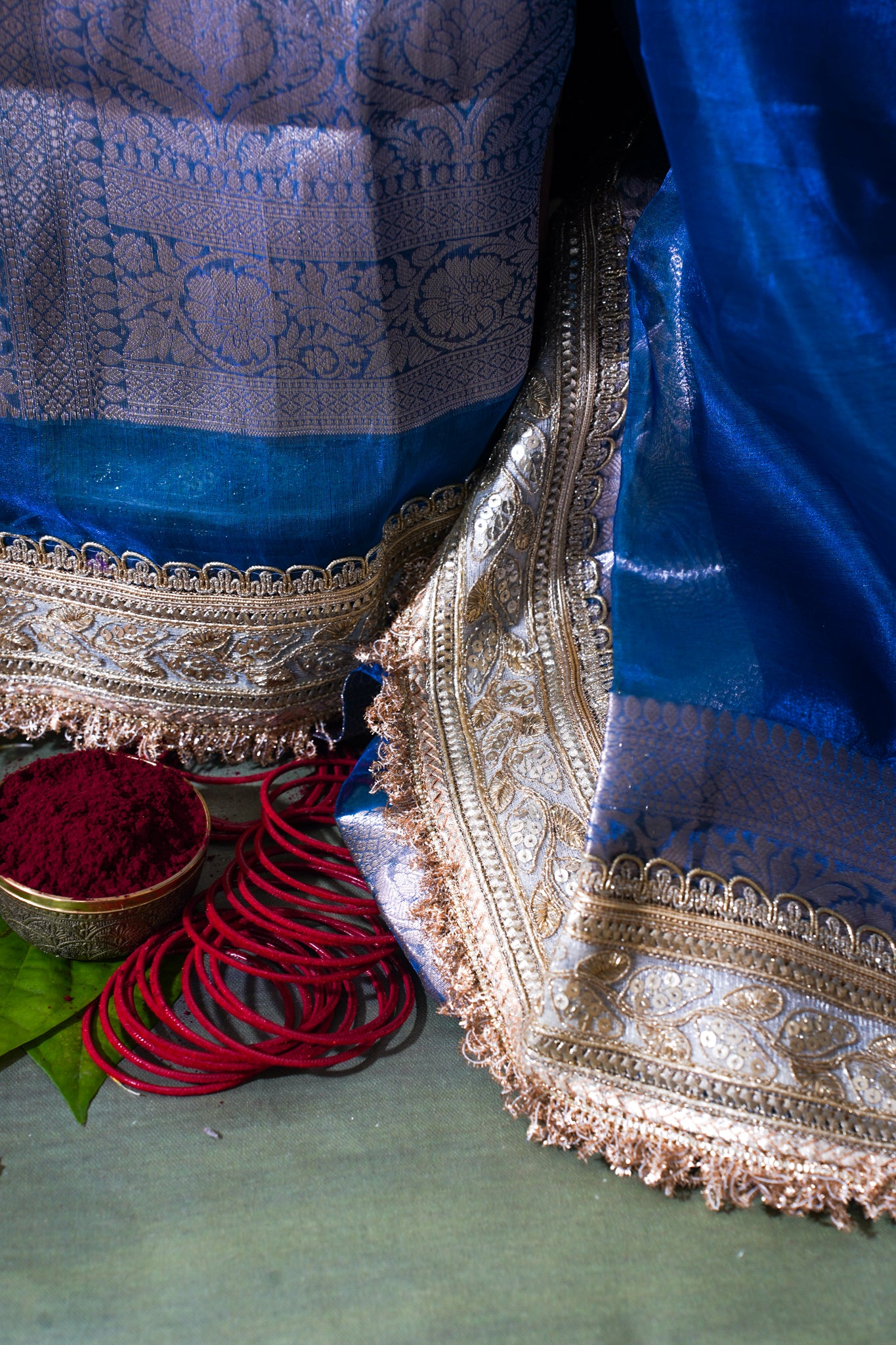 Royal Blue Banarasi Pure Tissue Silk Saree with Lace Border