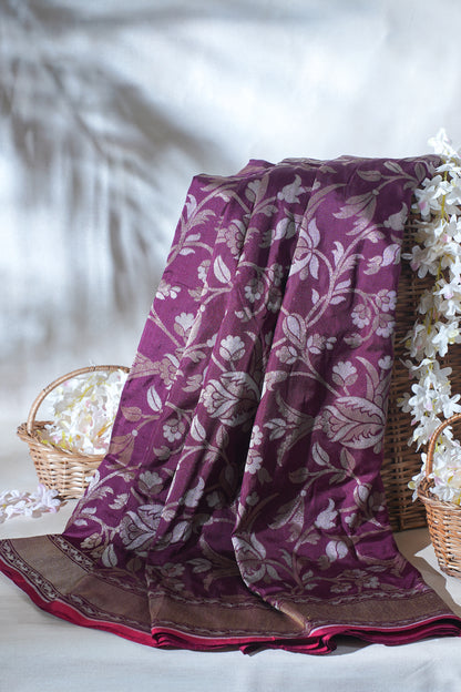 Wine Maroon Pure Ektara Silk Handwoven Saree