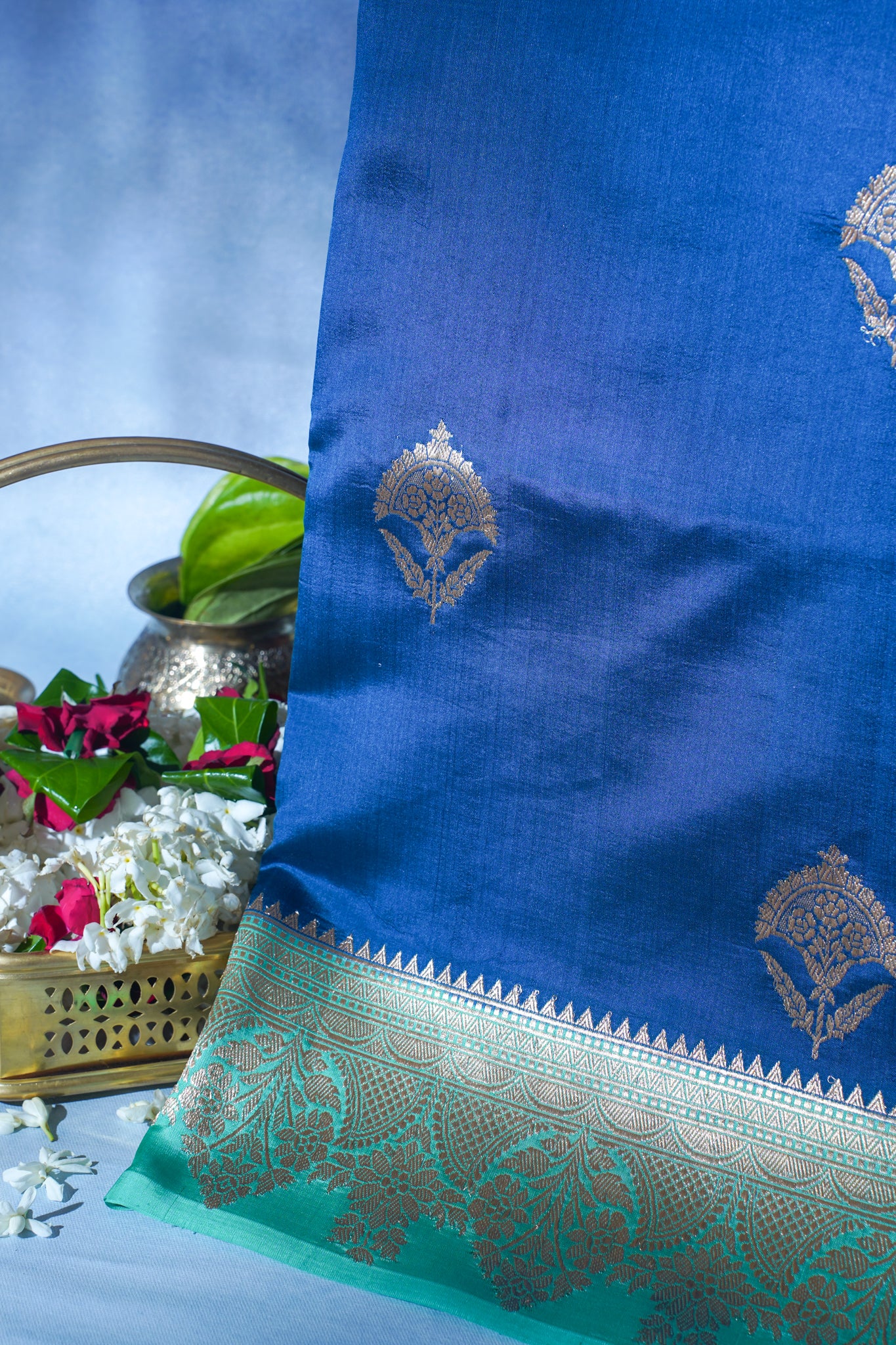 Royal Blue Mango Silk Handwoven Saree
