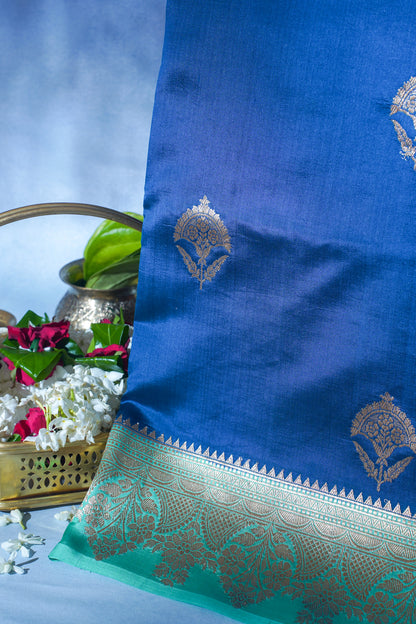 Royal Blue Mango Silk Handwoven Saree
