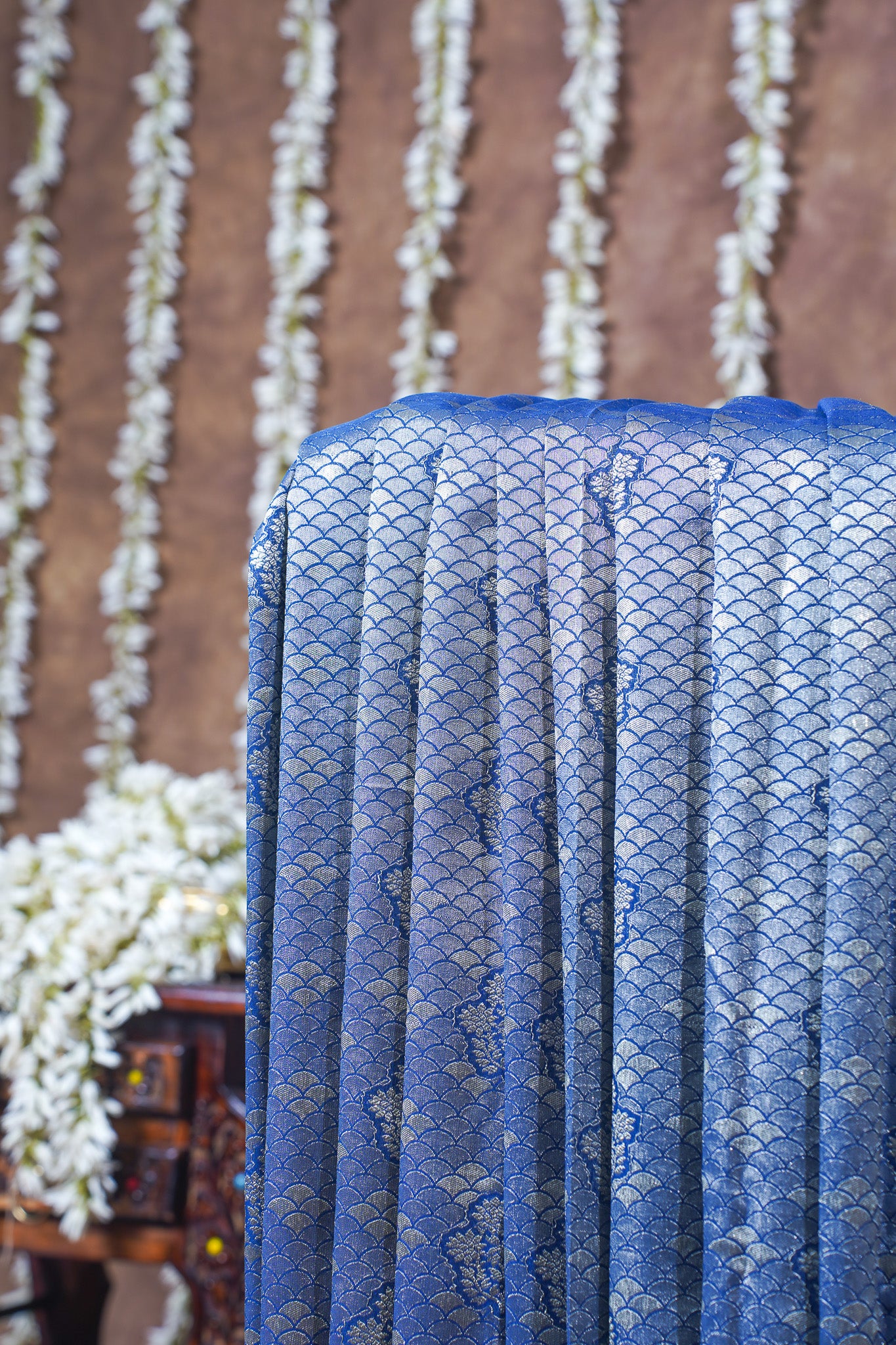 Blue Pure Khaddi Georgette Brocade Banarasi Saree