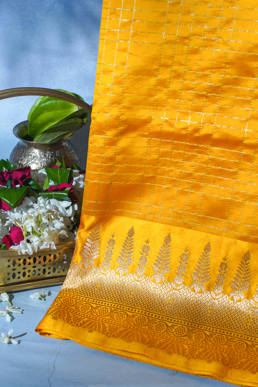 Golden Yellow Mango Silk Handwoven Saree