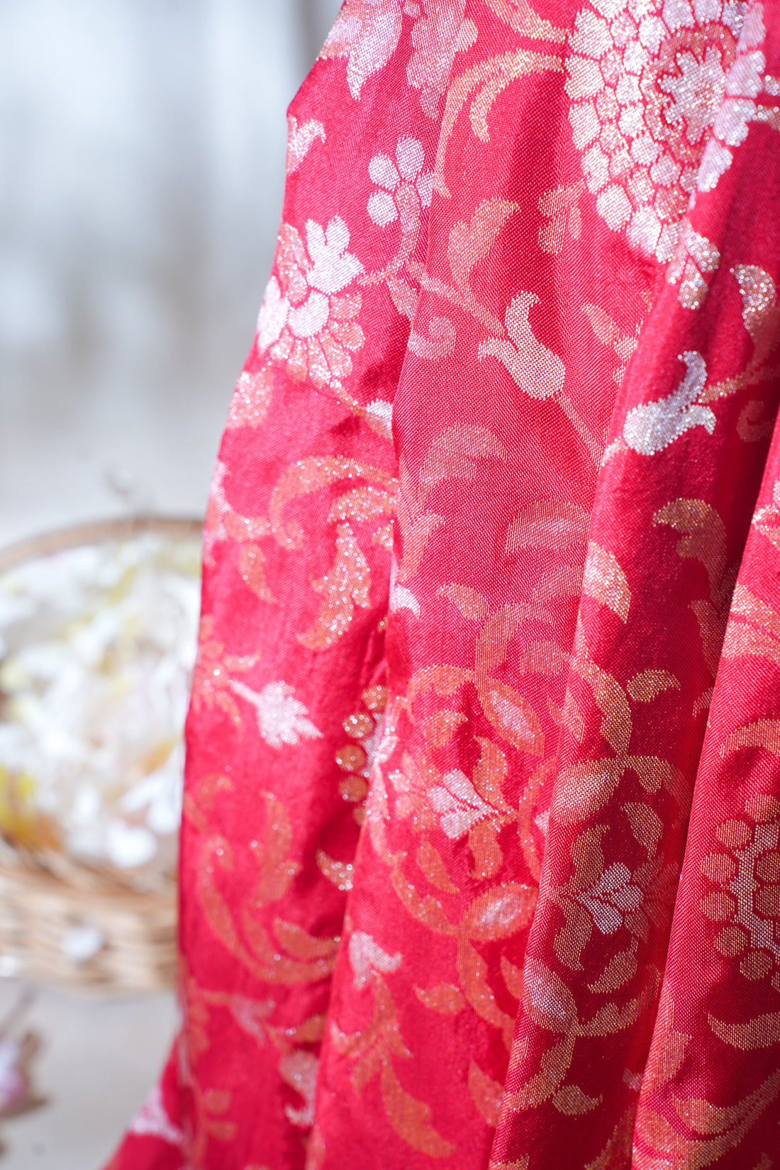 Red Pure Ektara Silk Handwoven Saree