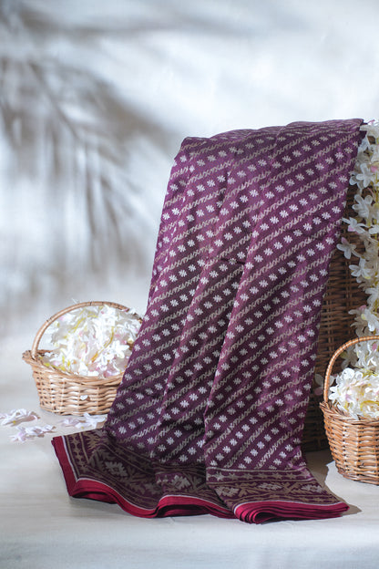 Wine Pure Ektara Silk Handwoven Saree