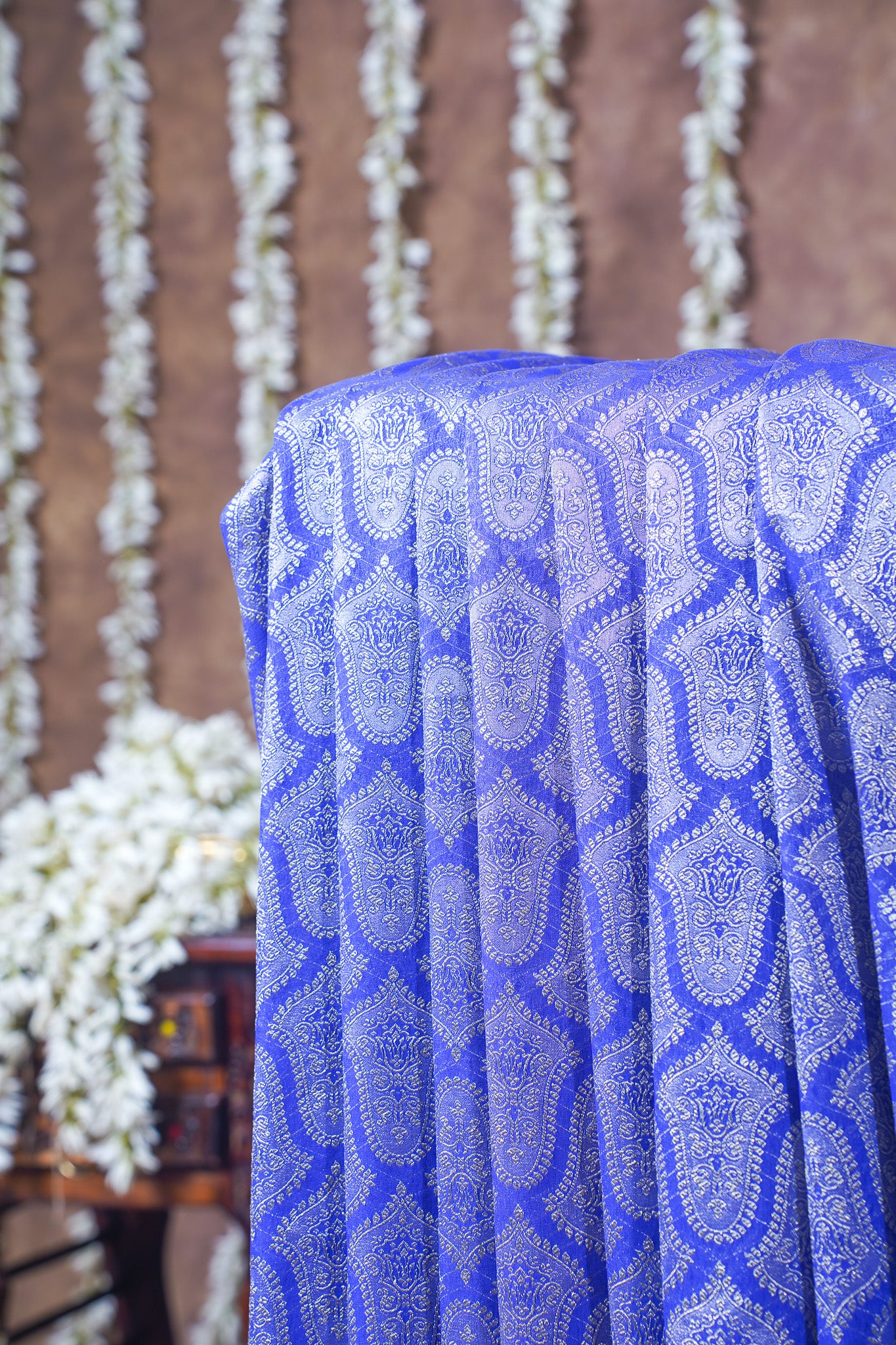 Royal Blue Pure Khaddi Georgette Brocade Banarasi Saree