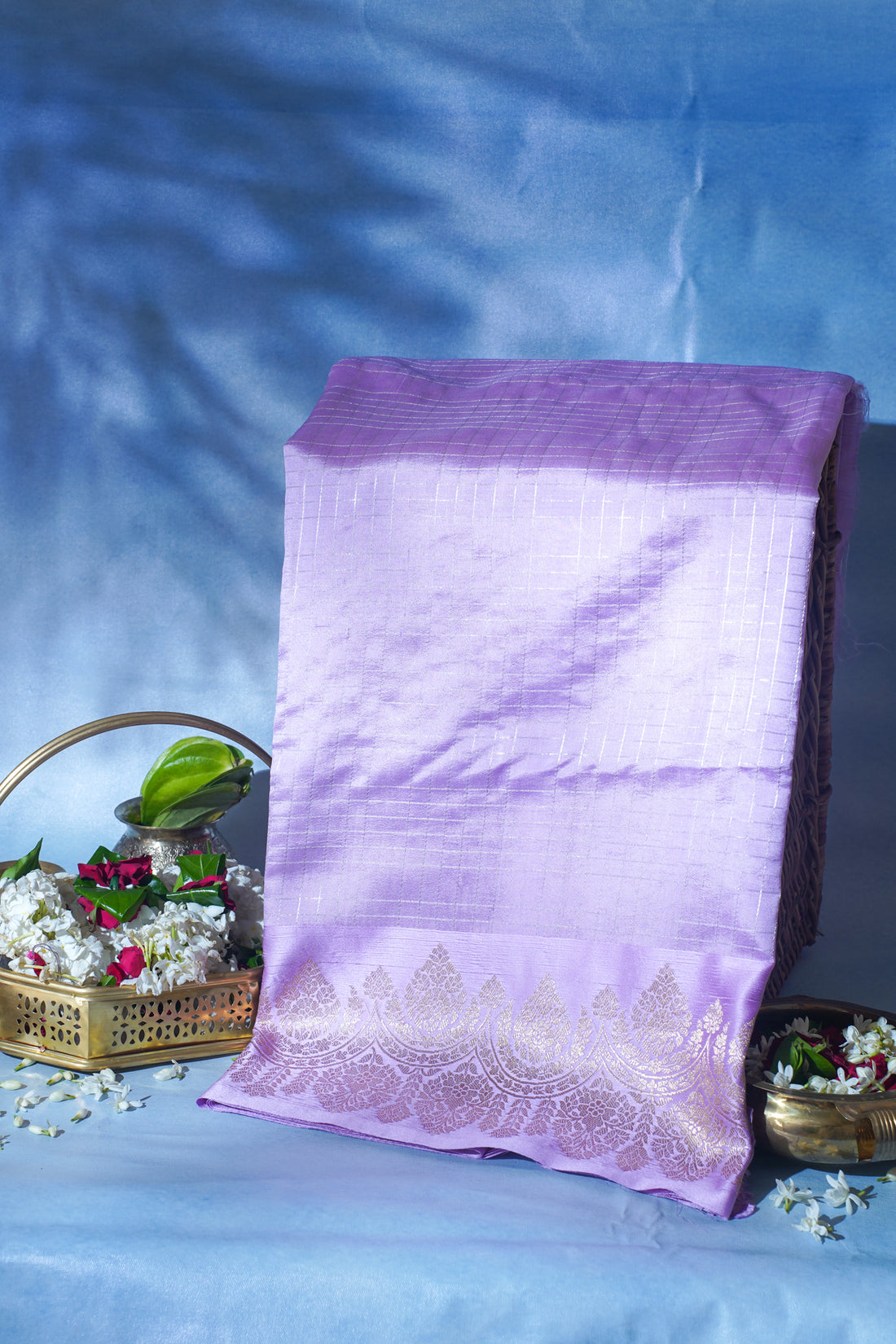 Lavender Pure Raw Mango Silk Handwoven Saree