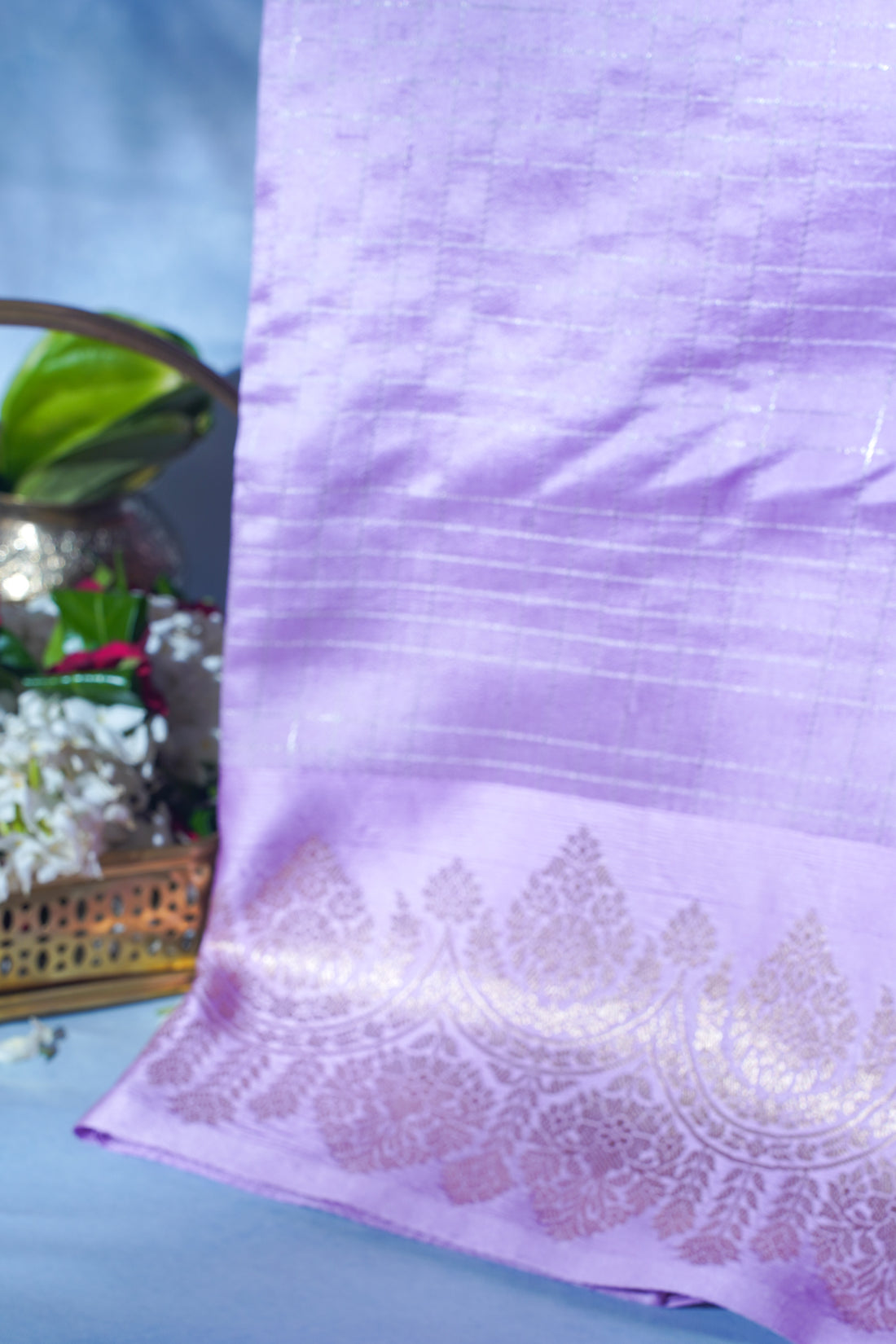 Lavender Pure Raw Mango Silk Handwoven Saree