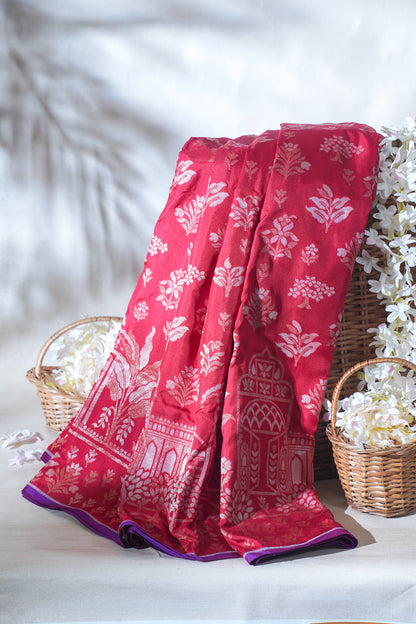 Red Pure Ektara Silk Handwoven Saree
