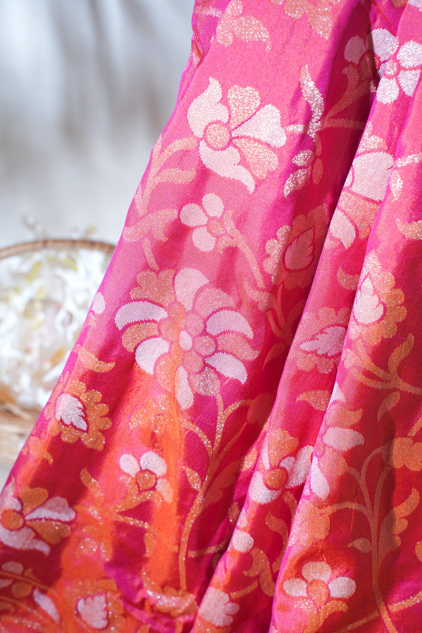 Pink &amp; Orange Pure Ektara Silk Handwoven Saree