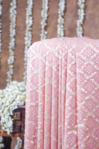 Pastel Pink Pure Khaddi Georgette Brocade Banarasi Saree