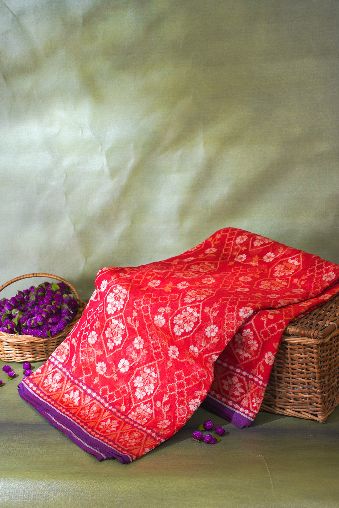 Red Pure Ektara Jamdani Handwoven Saree