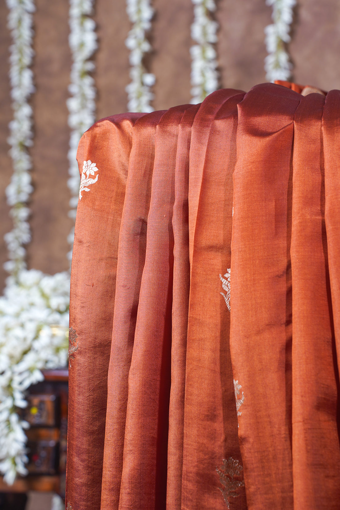 Rust-Copper Handloom Pure Silk Banarasi Saree