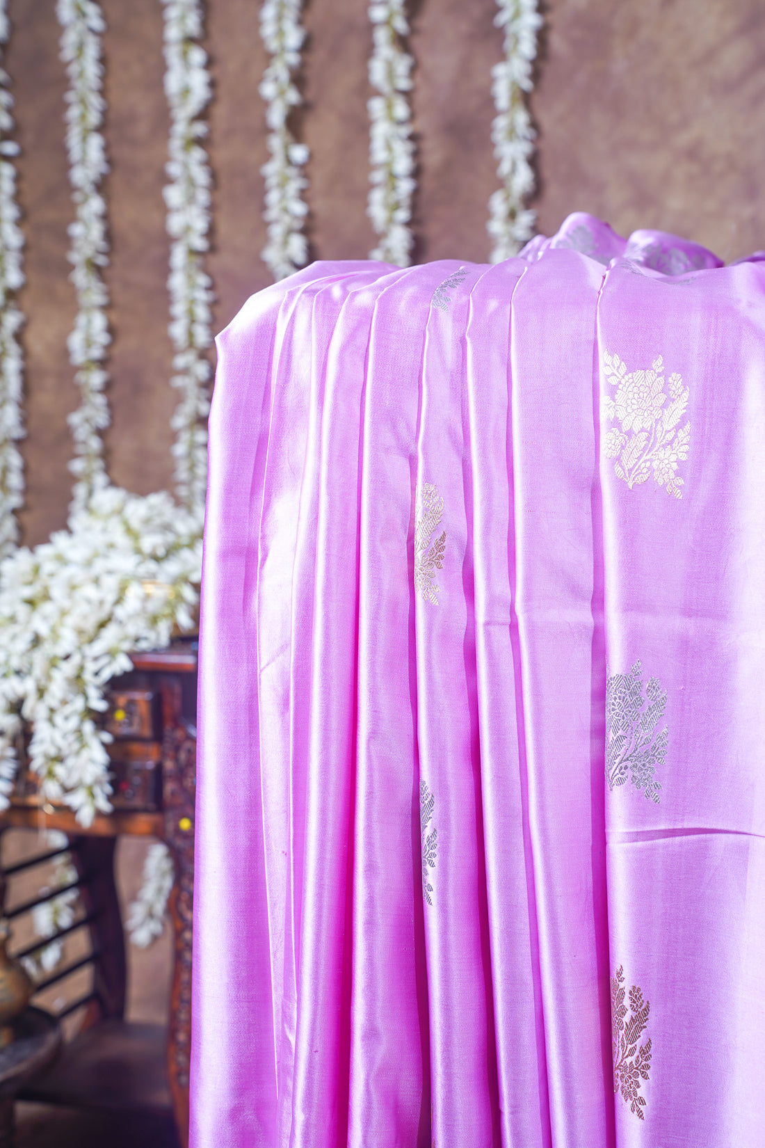 Lavender Handloom Mashru Silk Banarasi Saree